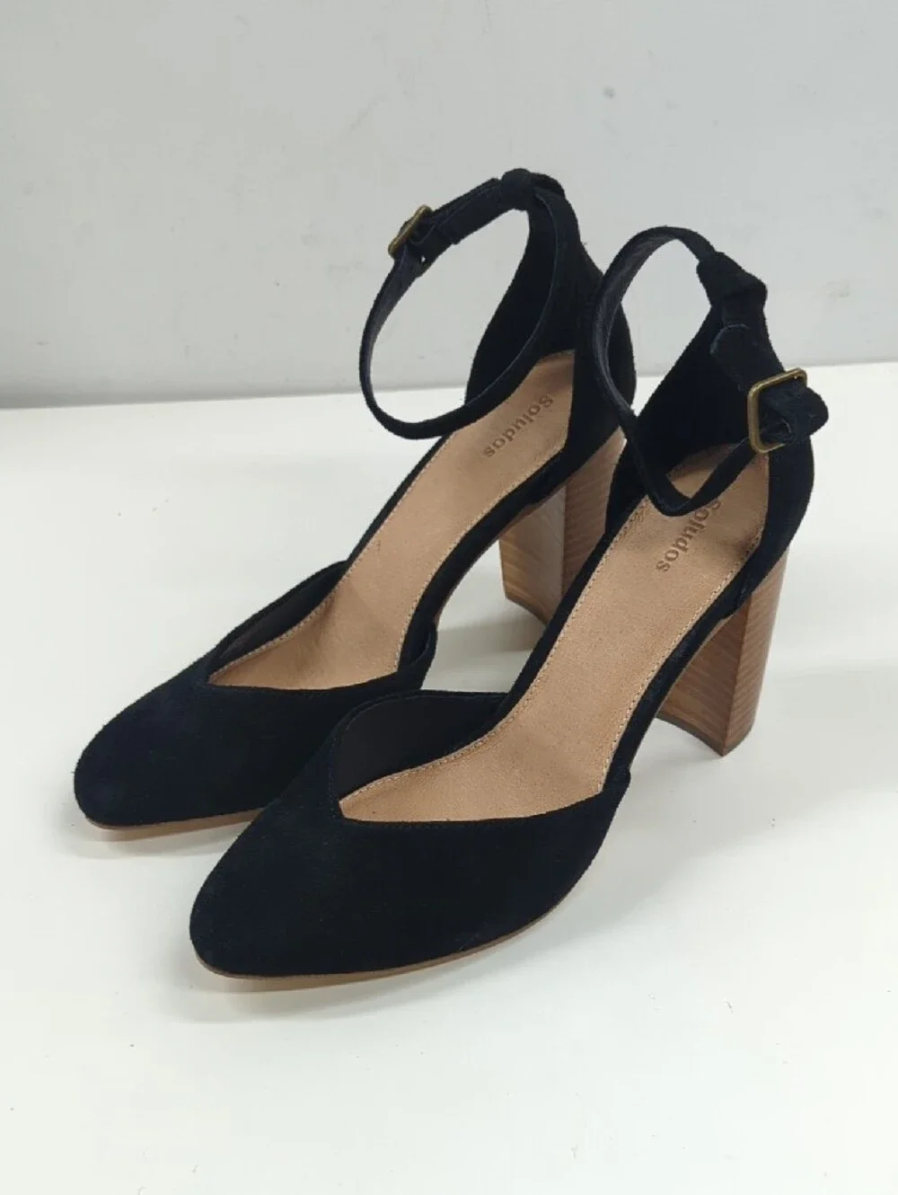 New Soludos Collette Black Suede Heels Women's Size 11